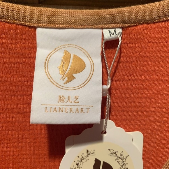 Lianar Art Floral Embroidered Midi Length Sweater in Orange Medium NWT - Picture 6 of 8